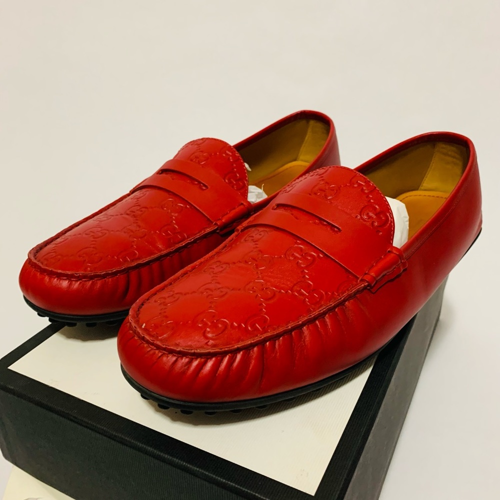 (SOLD) Gucci Signature Driver Red Size 12 Shoes Unique Model And Rare Size